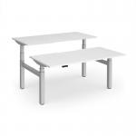 Elev8 Luxe Sit-Stand Back-To-Back Desks 1600mm x 800mm - Silver Frame White Top EVLB-1600-S-WH