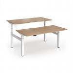 Elev8 Luxe Sit-Stand Back-To-Back Desks 1600mm x 800mm - White Frame Beech Oak Top EVLB-1600-WH-B