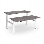 Elev8 Luxe Sit-Stand Back-To-Back Desks 1600mm x 800mm - White Frame Grey Oak Top EVLB-1600-WH-GO