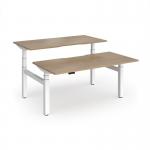 Elev8 Luxe Sit-Stand Back-To-Back Desks 1600mm x 800mm - White Frame Kendal Oak Top EVLB-1600-WH-KO