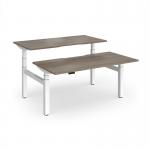 Elev8 Luxe Sit-Stand Back-To-Back Desks 1600mm x 800mm - White Frame Nebraska Oak Top EVLB-1600-WH-NO