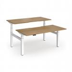 Elev8 Luxe Sit-Stand Back-To-Back Desks 1600mm x 800mm - White Frame Oak Top EVLB-1600-WH-O