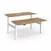 Elev8 Luxe Sit-Stand Back-To-Back Desks 1600mm x 800mm - White Frame Oak Top EVLB-1600-WH-O