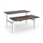 Elev8 Luxe Sit-Stand Back-To-Back Desks 1600mm x 800mm - White Frame Walnut Top EVLB-1600-WH-W