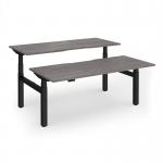 Elev8 Luxe Sit-Stand Back-To-Back Desks 1800mm x 800mm - Black Frame Grey Oak Top EVLB-1800-K-GO