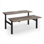 Elev8 Luxe Sit-Stand Back-To-Back Desks 1800mm x 800mm - Black Frame Nebraska Oak Top EVLB-1800-K-NO