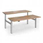 Elev8 Luxe Sit-Stand Back-To-Back Desks 1800mm x 800mm - Silver Frame Beech Top EVLB-1800-S-B