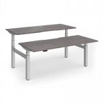 Elev8 Luxe Sit-Stand Back-To-Back Desks 1800mm x 800mm - Silver Frame Grey Oak Top EVLB-1800-S-GO