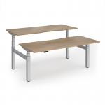 Elev8 Luxe Sit-Stand Back-To-Back Desks 1800mm x 800mm - Silver Frame Kendal Oak Top EVLB-1800-S-KO
