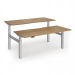 Elev8 Luxe Sit-Stand Back-To-Back Desks 1800mm x 800mm - Silver Frame Oak Top EVLB-1800-S-O