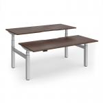 Elev8 Luxe Sit-Stand Back-To-Back Desks 1800mm x 800mm - Silver Frame Walnut Top EVLB-1800-S-W