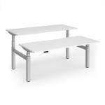 Elev8 Luxe Sit-Stand Back-To-Back Desks 1800mm x 800mm - Silver Frame White Top EVLB-1800-S-WH