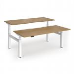 Elev8 Luxe Sit-Stand Back-To-Back Desks 1800mm x 800mm - White Frame Oak Top EVLB-1800-WH-O