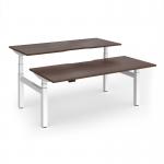 Elev8 Luxe Sit-Stand Back-To-Back Desks 1800mm x 800mm - White Frame Walnut Top EVLB-1800-WH-W