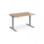 Elev8 Mono straight sit-stand desk 1200mm x 800mm - silver frame, beech top EVM-1200-S-B