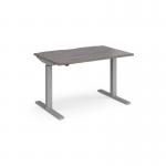 Elev8 Mono straight sit-stand desk 1200mm x 800mm - silver frame, grey oak top EVM-1200-S-GO