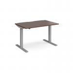 Elev8 Mono straight sit-stand desk 1200mm x 800mm - silver frame, walnut top EVM-1200-S-W