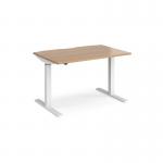 Elev8 Mono straight sit-stand desk 1200mm x 800mm - white frame, beech top EVM-1200-WH-B