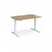 Elev8 Mono straight sit-stand desk 1200mm x 800mm - white frame, oak top EVM-1200-WH-O