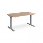 Elev8 Mono straight sit-stand desk 1400mm x 800mm - silver frame, beech top EVM-1400-S-B
