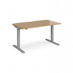Elev8 Mono straight sit-stand desk 1400mm x 800mm - silver frame, oak top EVM-1400-S-O