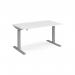 Elev8 Mono straight sit-stand desk 1400mm x 800mm - silver frame, white top EVM-1400-S-WH