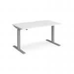 Elev8 Mono straight sit-stand desk 1400mm x 800mm - silver frame, white top EVM-1400-S-WH