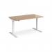 Elev8 Mono straight sit-stand desk 1400mm x 800mm - white frame, beech top EVM-1400-WH-B