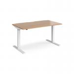 Elev8 Mono straight sit-stand desk 1400mm x 800mm - white frame, beech top EVM-1400-WH-B