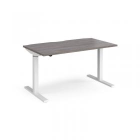 Elev8 Mono straight sit-stand desk 1400mm x 800mm - white frame, grey oak top EVM-1400-WH-GO