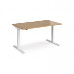 Elev8 Mono straight sit-stand desk 1400mm x 800mm - white frame, oak top EVM-1400-WH-O