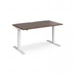 Elev8 Mono straight sit-stand desk 1400mm x 800mm - white frame, walnut top EVM-1400-WH-W