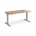 Elev8 Mono straight sit-stand desk 1600mm x 800mm - silver frame, beech top EVM-1600-S-B