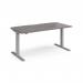 Elev8 Mono straight sit-stand desk 1600mm x 800mm - silver frame, grey oak top EVM-1600-S-GO