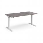 Elev8 Mono straight sit-stand desk 1600mm x 800mm - white frame, grey oak top EVM-1600-WH-GO