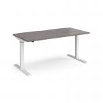 Elev8 Mono straight sit-stand desk 1600mm x 800mm - white frame, grey oak top EVM-1600-WH-GO