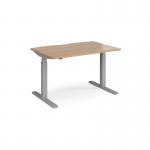 Elev8 Touch straight sit-stand desk 1200mm x 800mm - silver frame and beech top