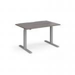 Elev8 Touch straight sit-stand desk 1200mm x 800mm - silver frame and grey oak top