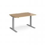 Elev8 Touch straight sit-stand desk 1200mm x 800mm - silver frame, oak top EVT-1200-S-O