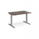 Elev8 Touch straight sit-stand desk 1200mm x 800mm - silver frame and walnut top