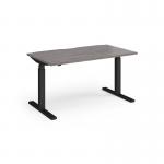 Elev8 Touch straight sit-stand desk 1400mm x 800mm - black frame, grey oak top EVT-1400-K-GO