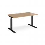Elev8 Touch straight sit-stand desk 1400mm x 800mm - black frame, oak top EVT-1400-K-O