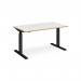 Elev8 Touch straight sit-stand desk 1400mm x 800mm - black frame, white top with oak edge EVT-1400-K-WO