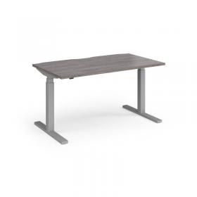 Elev8 Touch straight sit-stand desk 1400mm x 800mm - silver frame, grey oak top EVT-1400-S-GO