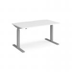 Elev8 Touch straight sit-stand desk 1400mm x 800mm - silver frame and white top
