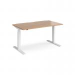 Elev8 Touch straight sit-stand desk 1400mm x 800mm - white frame and beech top