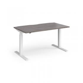 Elev8 Touch straight sit-stand desk 1400mm x 800mm - white frame, grey oak top EVT-1400-WH-GO
