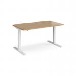 Elev8 Touch straight sit-stand desk 1400mm x 800mm - white frame, oak top EVT-1400-WH-O