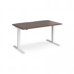 Elev8 Touch straight sit-stand desk 1400mm x 800mm - white frame, walnut top EVT-1400-WH-W