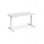 Elev8 Touch straight sit-stand desk 1400mm x 800mm - white frame and white top